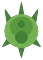 Green spiky enemy ship, pointing down