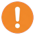 Orange round badge with an exclamation mark