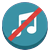 Round button: music off (crossed-out notes)