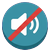 Round button: sound off (crossed-out speaker)