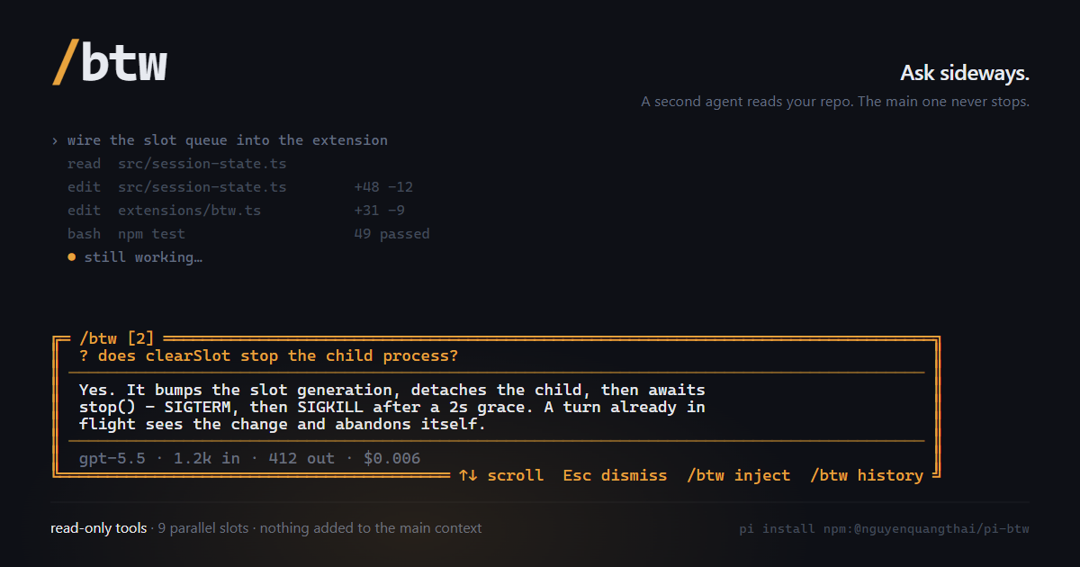 /btw answering a question in slot 2 while the main agent keeps working