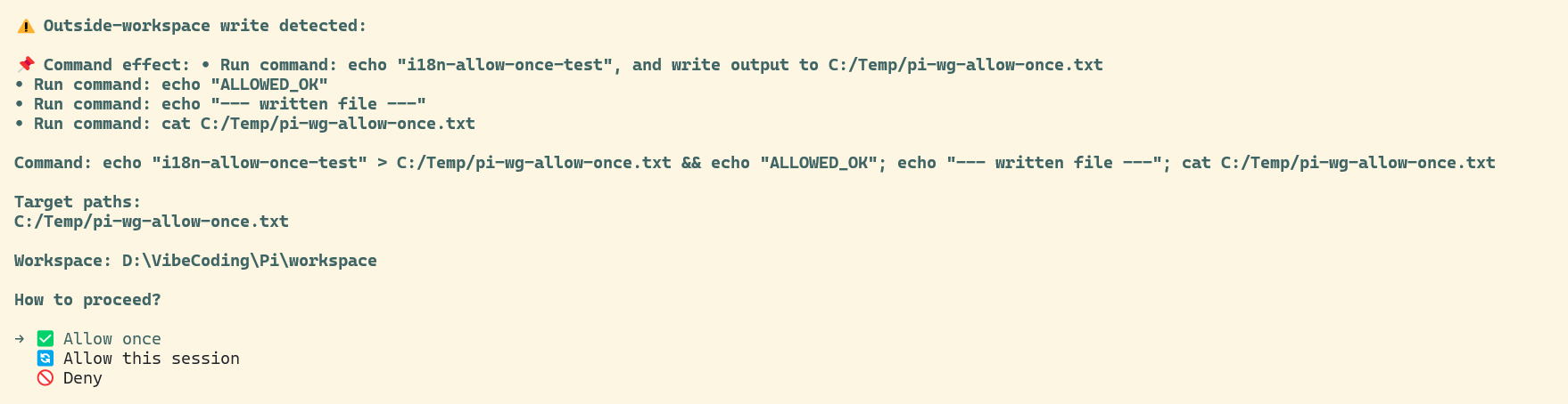 Outside workspace write detected