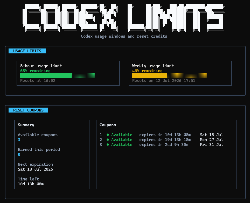 Final codex-limits larger terminal dashboard
