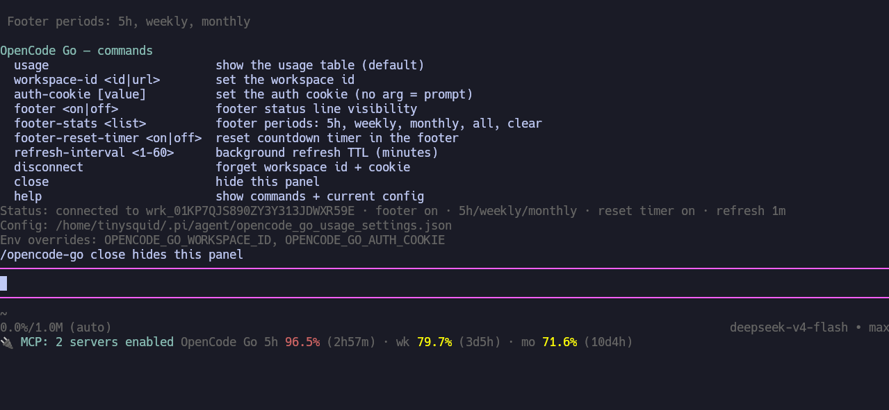 Commands and config panel