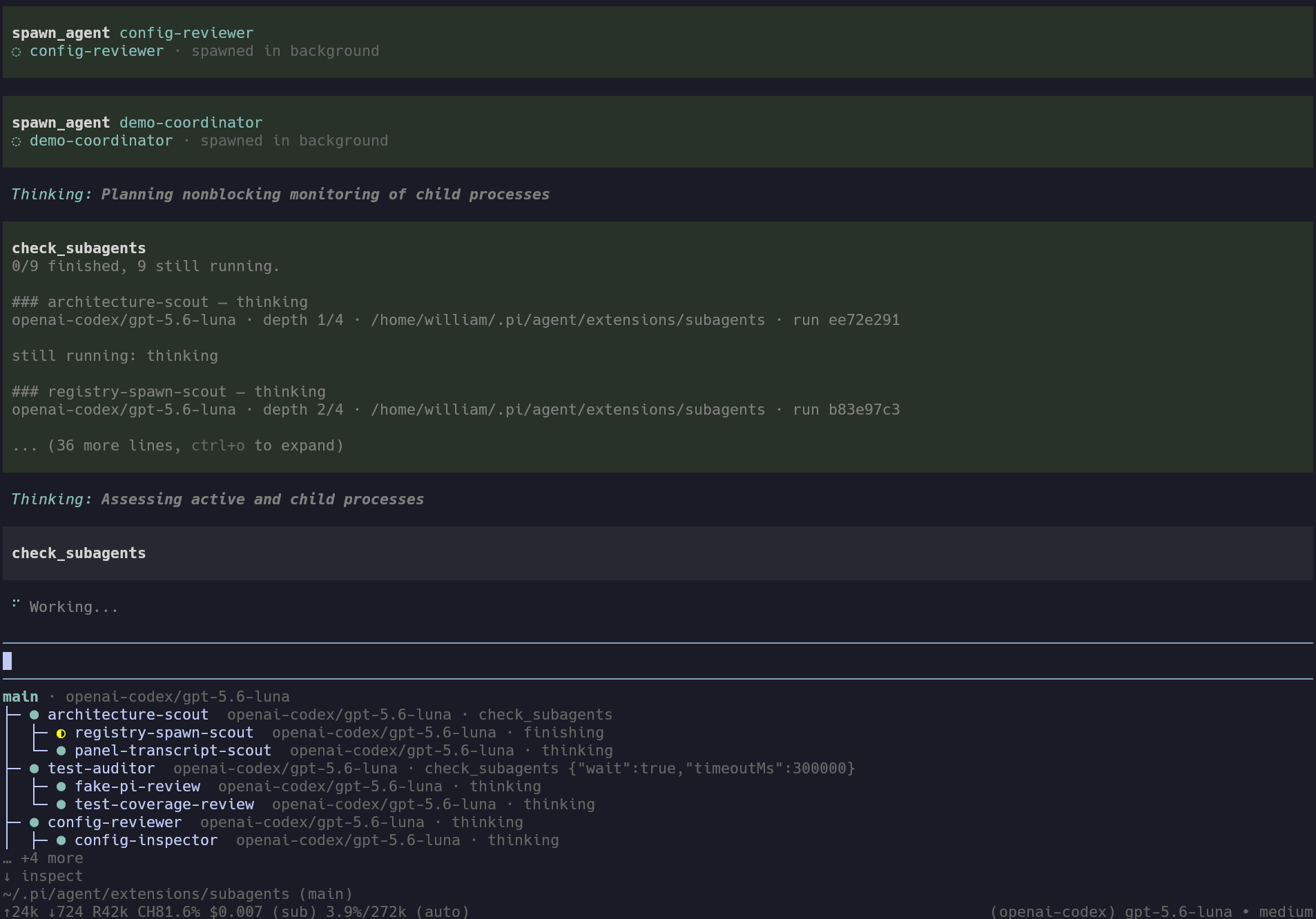 pi-subagents running recursive background agents