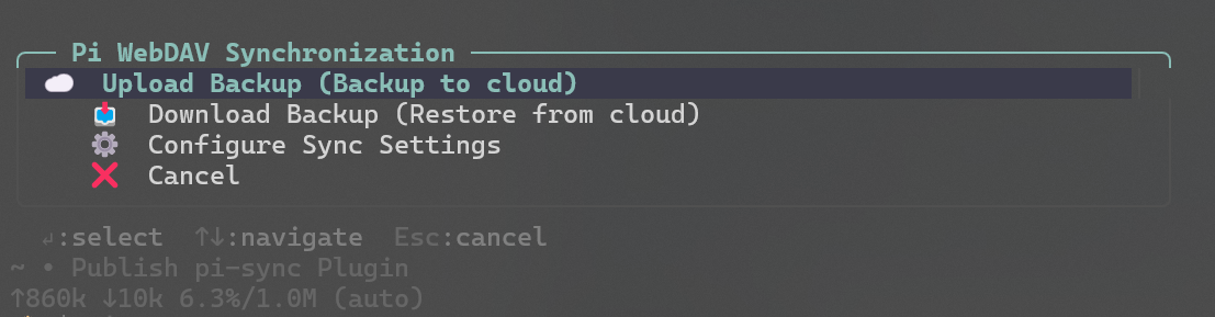 Pi WebDAV Synchronization 菜单