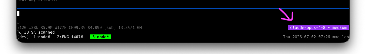 colored model badge in pi's footer