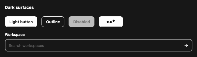 Buttons and an input styled for a dark surface