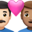ハートと男性カップル（明るい肌色） (Apple)