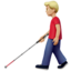 白杖を持つ男性（やや明るい肌色） (Apple)