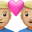ハートと男性カップル（やや明るい肌色） (Apple)