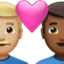 ハートと男性カップル（やや明るい肌色） (Apple)