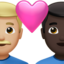 ハートと男性カップル（やや明るい肌色） (Apple)