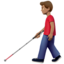 白杖を持つ男性（中間の肌色） (Apple)