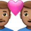 ハートと男性カップル（中間の肌色） (Apple)