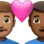 ハートと男性カップル（中間の肌色） (Apple)