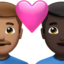 ハートと男性カップル（中間の肌色） (Apple)