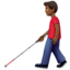 白杖を持つ男性（やや暗い肌色） (Apple)