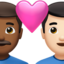 ハートと男性カップル（明るい肌色） (Apple)