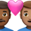 ハートと男性カップル（中間の肌色） (Apple)