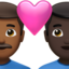 ハートと男性カップル（やや暗い肌色） (Apple)