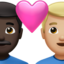 ハートと男性カップル（やや明るい肌色） (Apple)