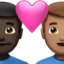 ハートと男性カップル（中間の肌色） (Apple)