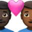ハートと男性カップル（やや暗い肌色） (Apple)