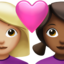 Couple With Heart: Woman, Woman（やや明るい肌色） (Apple)