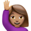 手を挙げる女性（中間の肌色） (Apple)