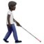 Person With White Cane Facing Right（暗い肌色） (Apple)