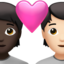 ハートとカップル（明るい肌色） (Apple)