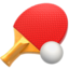 table tennis paddle and ball