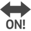 on with exclamation mark with left right arrow above