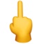 reversed hand with middle finger extended
