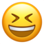 smiling face with open mouth and tightly-closed eyes