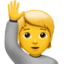 happy person raising one hand