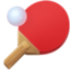 table tennis paddle and ball