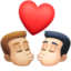 Эмодзи 👨🏼‍❤️‍💋‍👨🏻 Facebook.com