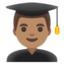 Mann Student: Mittlere Hautfarbe Google Noto emoji