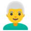 Man: white hair Google Noto emoji