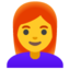 Woman: red hair Google Noto emoji