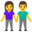 Woman and man holding hands Google Noto emoji
