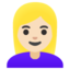 Blonde Frau: Helle Hautfarbe Google Noto emoji