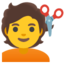 Person getting haircut Google Noto emoji