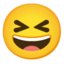 आंखें बंद करके हंसता चेहरा Google Noto emoji