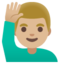 Mann hebt Hand: hellere Hautfarbe Google Noto emoji
