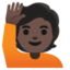 Person hebt Hand: dunkle Hautfarbe Google Noto emoji