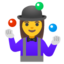 Woman juggling Google Noto emoji