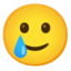 Smiling face with tear Google Noto emoji